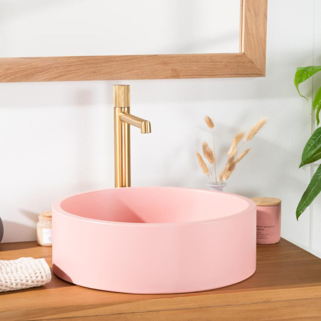 Lavabo de hormigón redondo 38cm rosa Nox