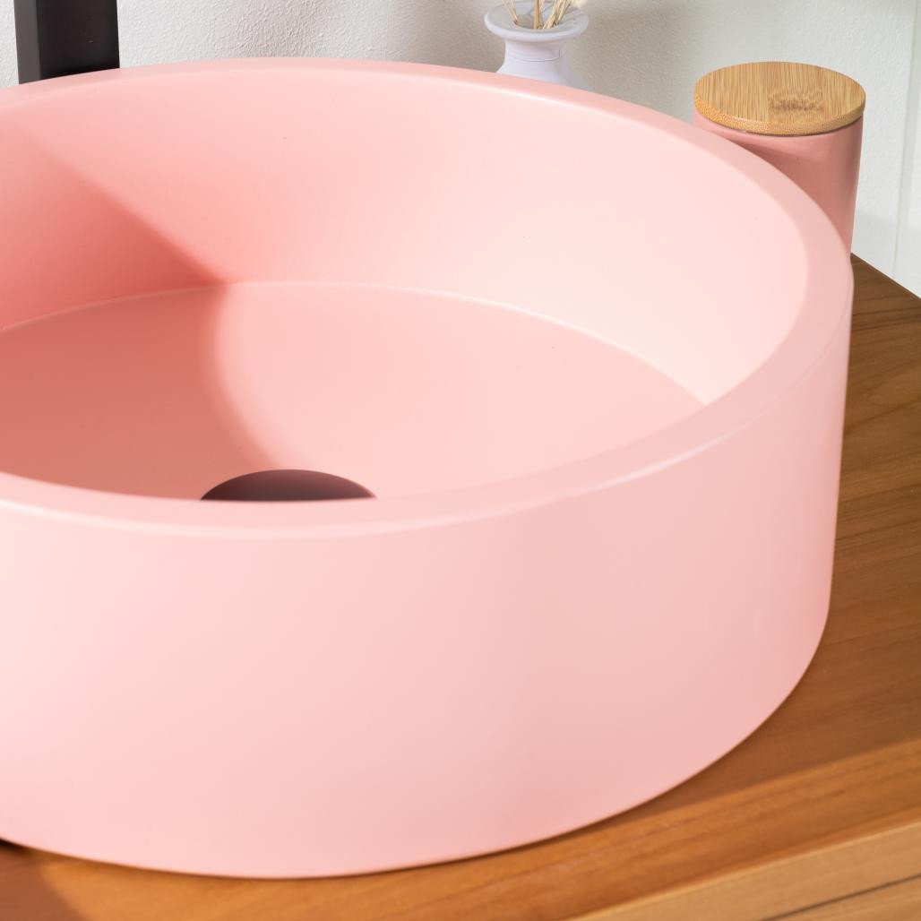Lavabo de hormigón redondo 38cm rosa Nox