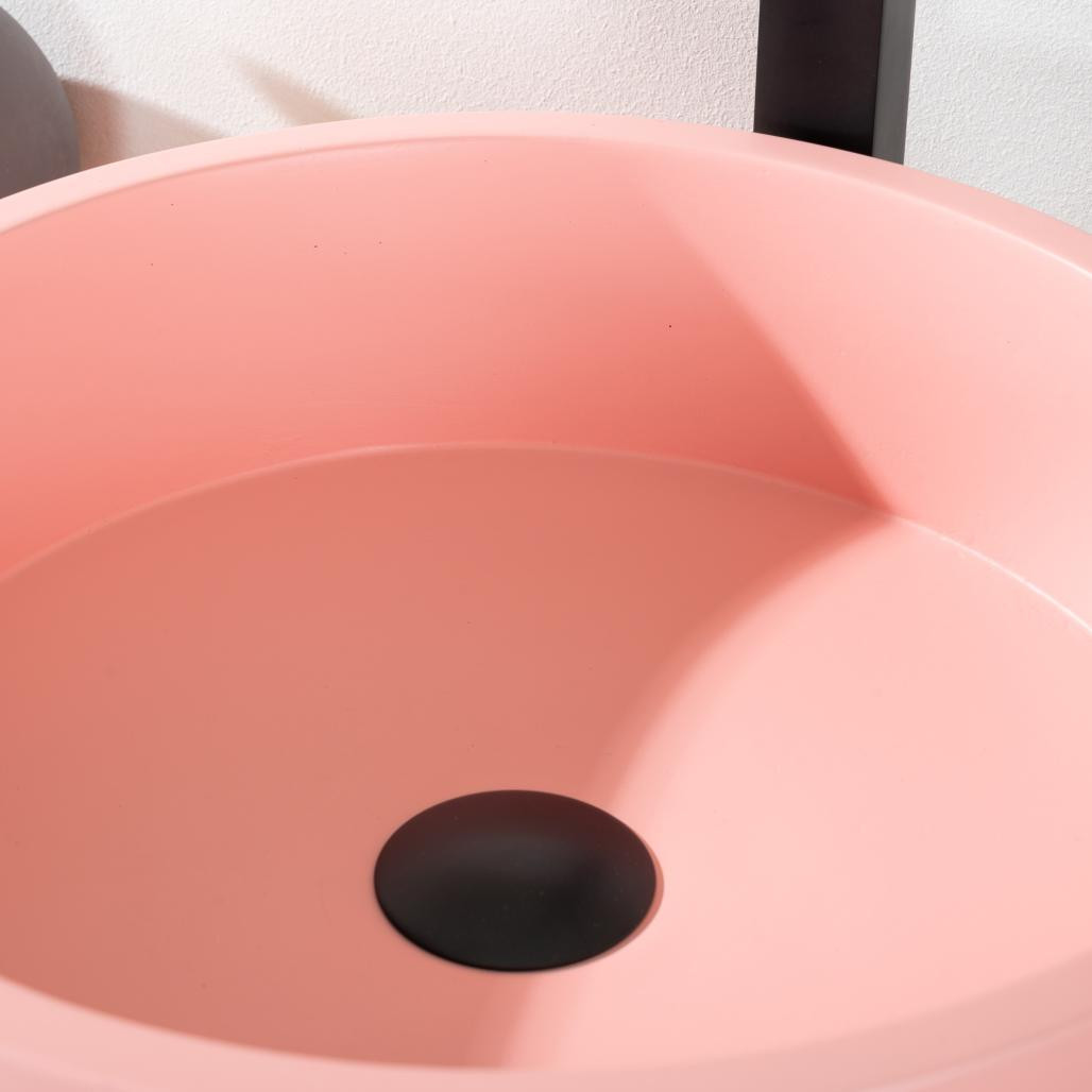 Lavabo de hormigón redondo 38cm rosa Nox