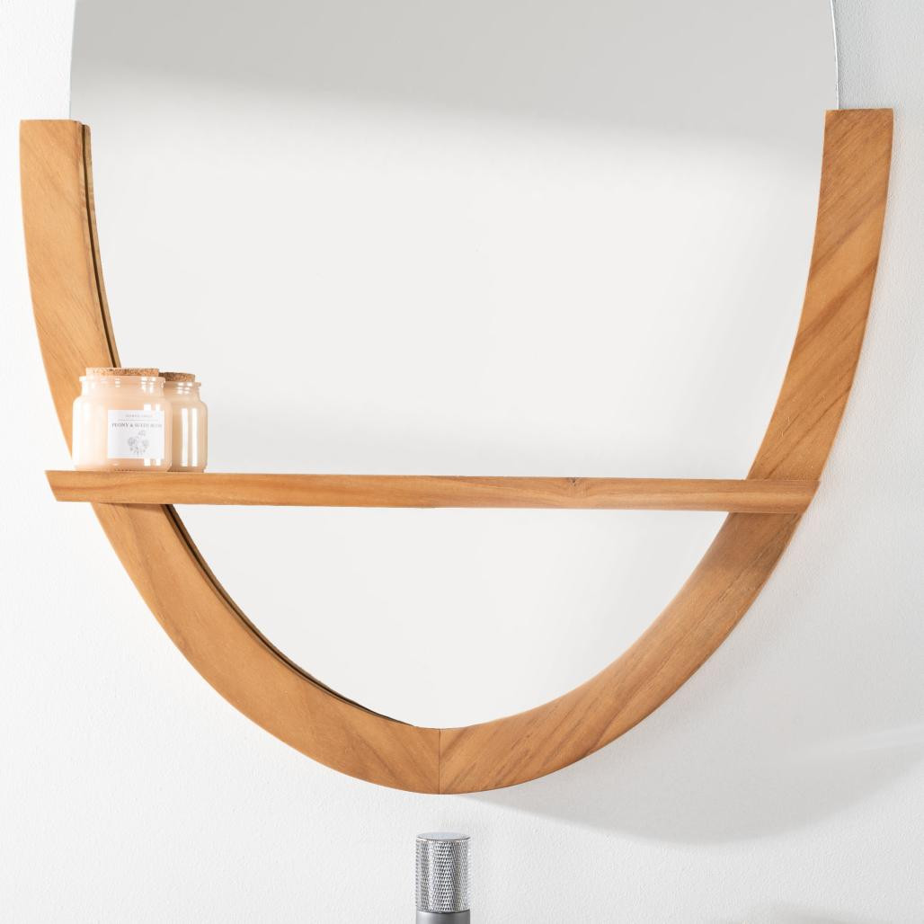 Espejo Anita ovalado de teca maciza para cuarto de baño Espejo Anita ovalado de teca maciza para cuarto de baño
