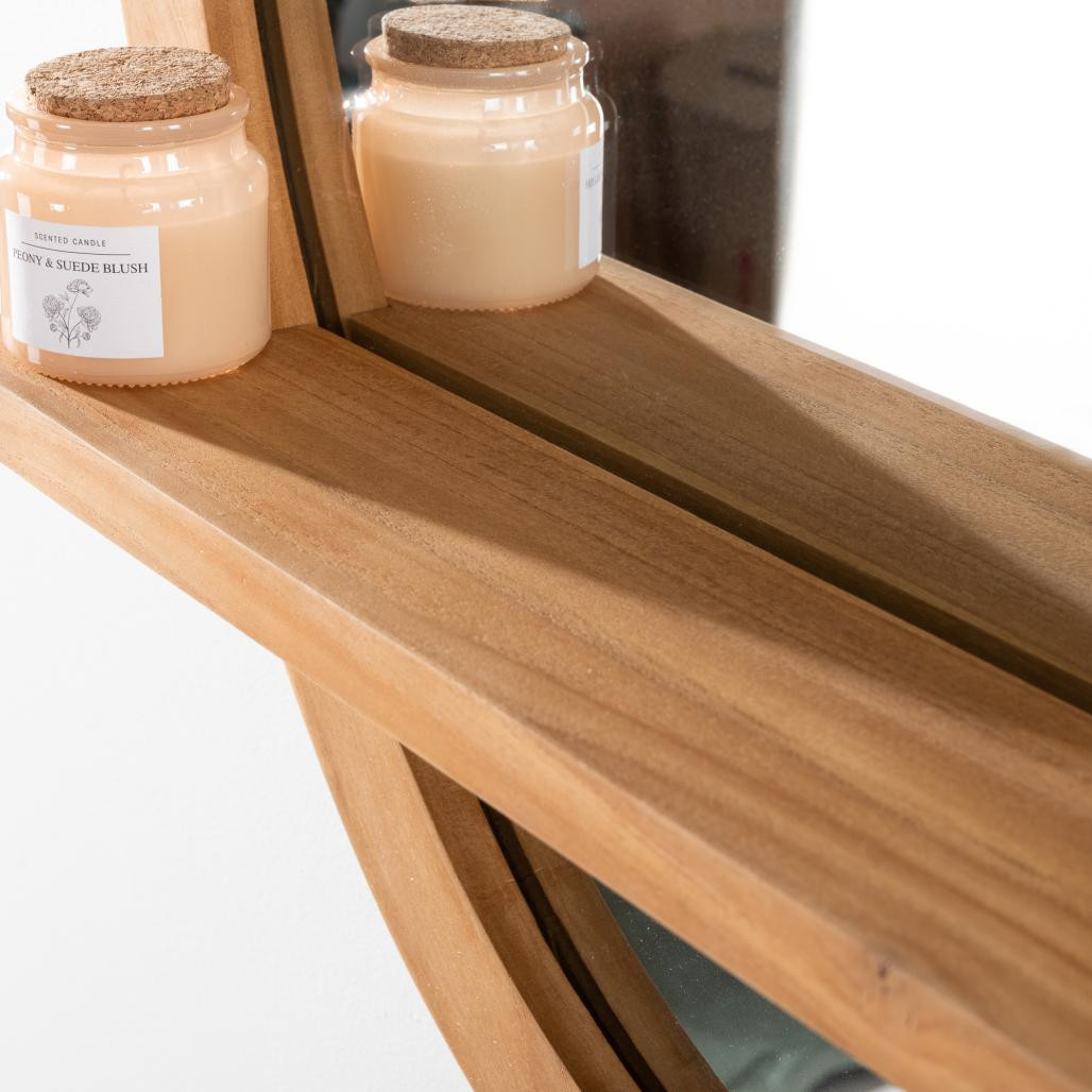 Espejo Anita ovalado de teca maciza para cuarto de baño Espejo Anita ovalado de teca maciza para cuarto de baño