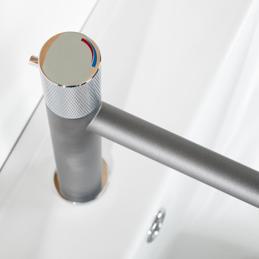 Grifo de baño progresivo Irminio gris y cromado