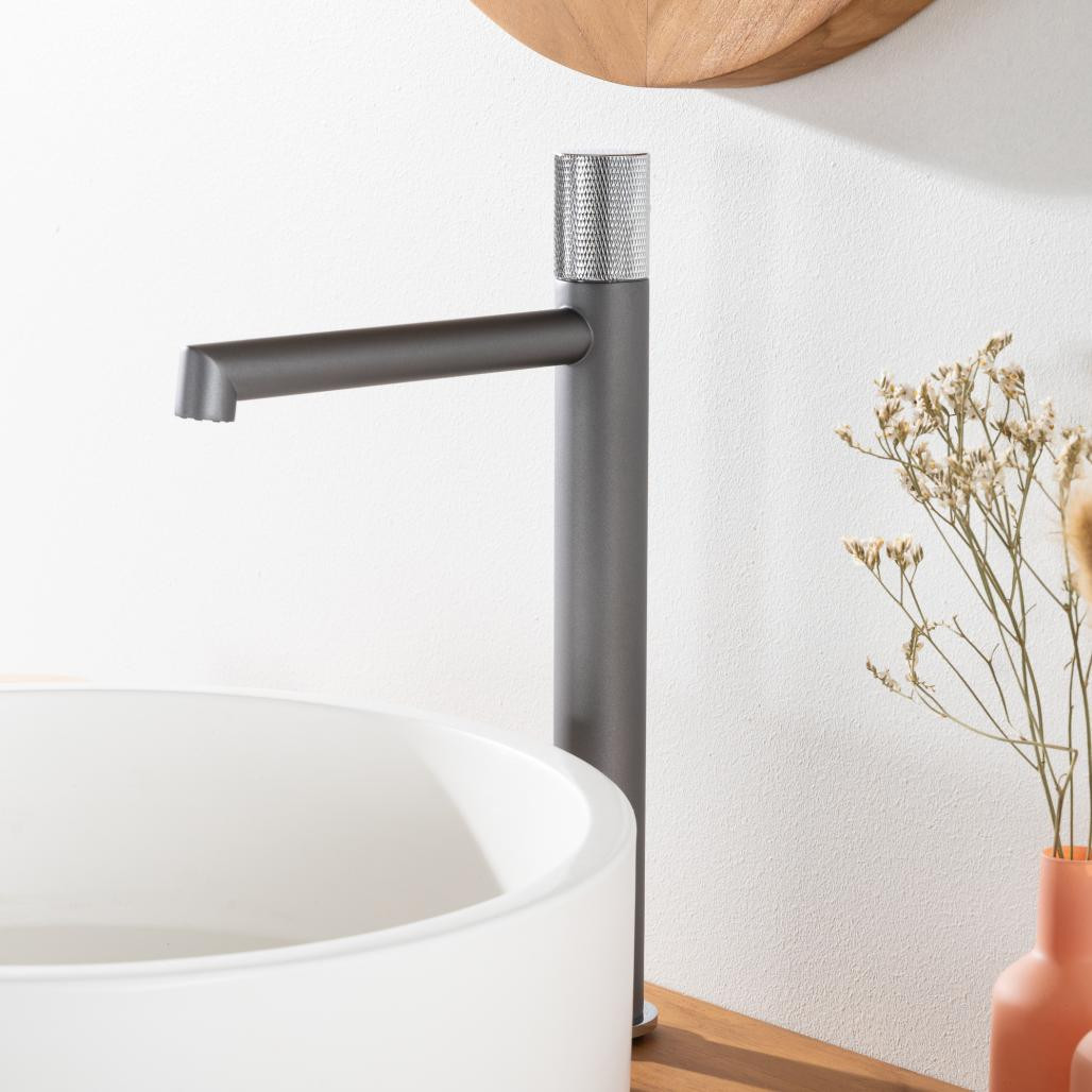 Grifo Monomando progresivo para lavabo Irminio gris y cromado Grifo Monomando progresivo para lavabo Irminio gris y cromado