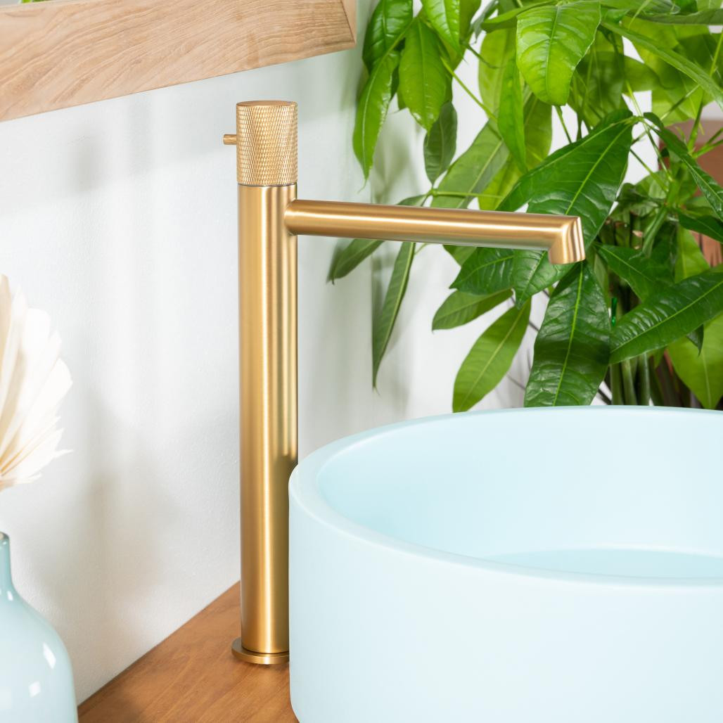 Grifo mezclador progresivo Irminio dorado cepillado Grifo mezclador progresivo Irminio dorado cepillado