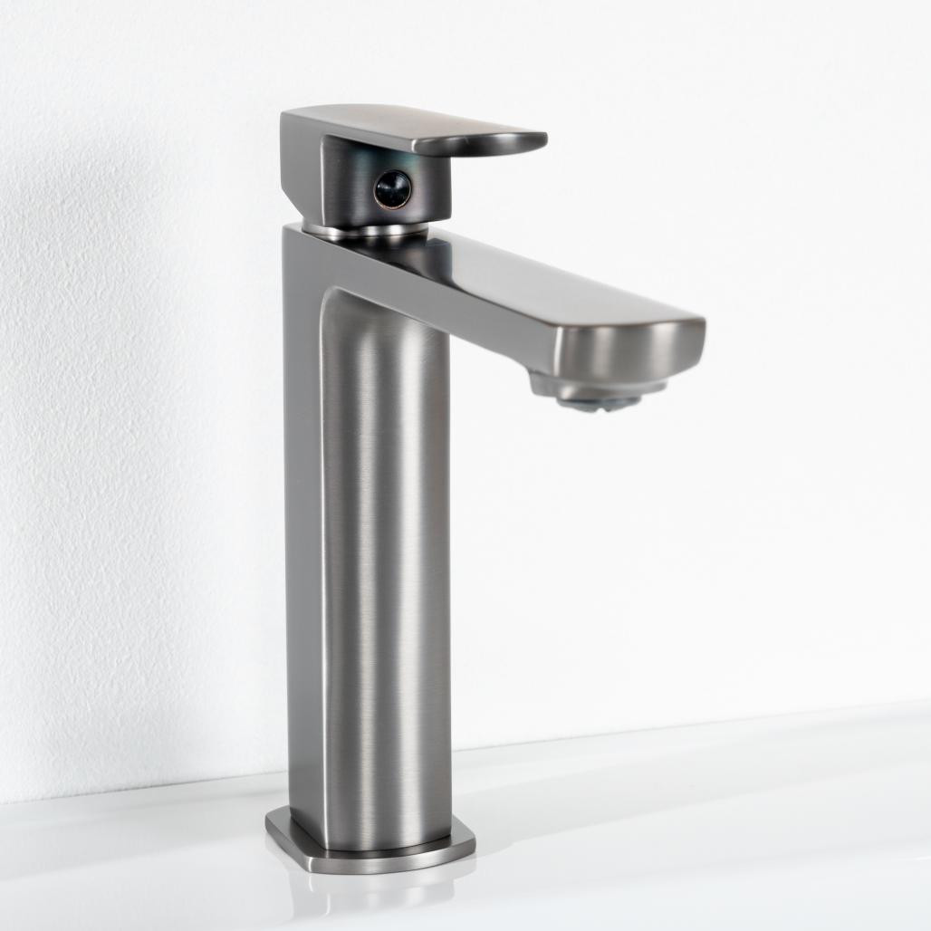 Mezclador baño para lavabo Louga gris metal