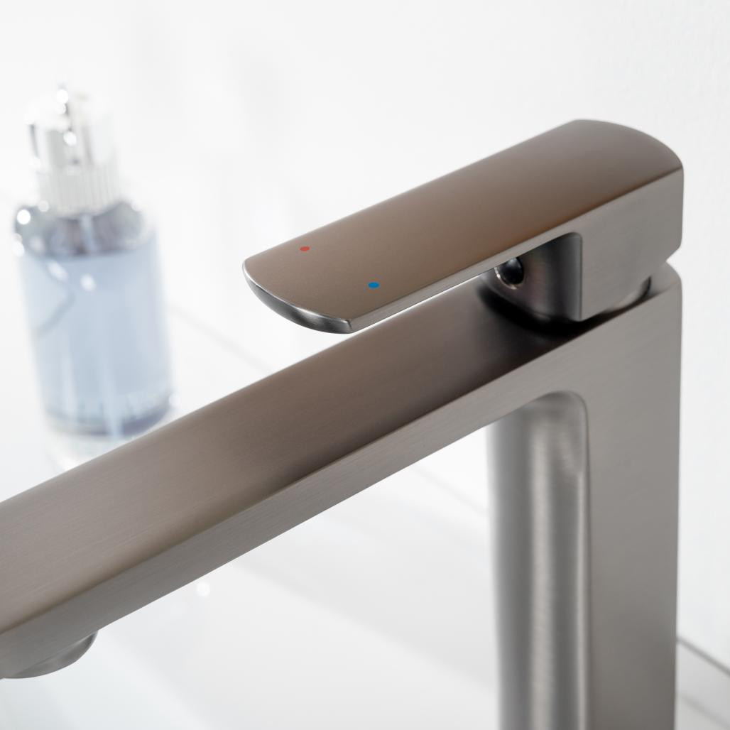 Mezclador baño para lavabo Louga gris metal