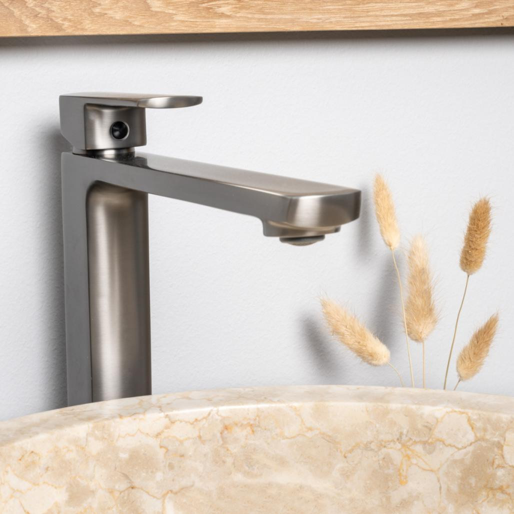 Grifo para lavabo baño Louga gris metal Grifo para lavabo baño Louga gris metal