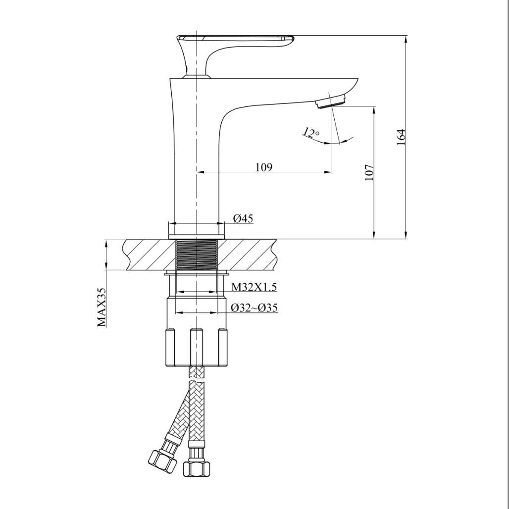 Mezclador lavabo baño Ems níquel cepillado Mezclador lavabo baño Ems níquel cepillado
