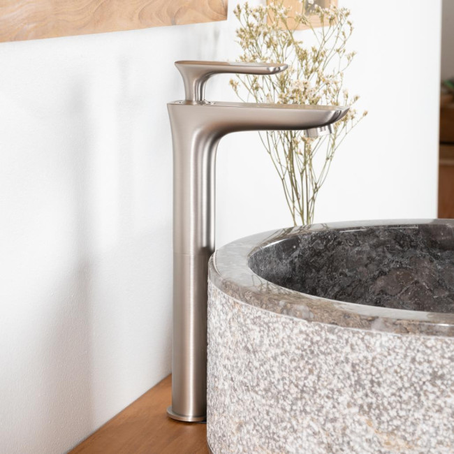 Grifo para lavabo de baño Ems níquel cepillado