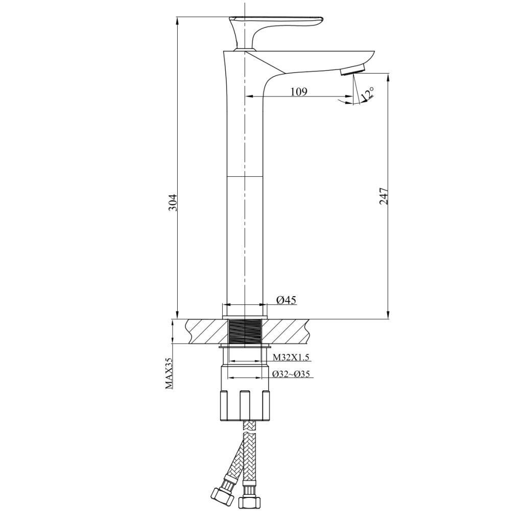 Grifo para lavabo de baño Ems níquel cepillado Grifo para lavabo de baño Ems níquel cepillado