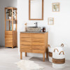 Mueble de baño de teca maciza y hormigón Ananta L80 cm