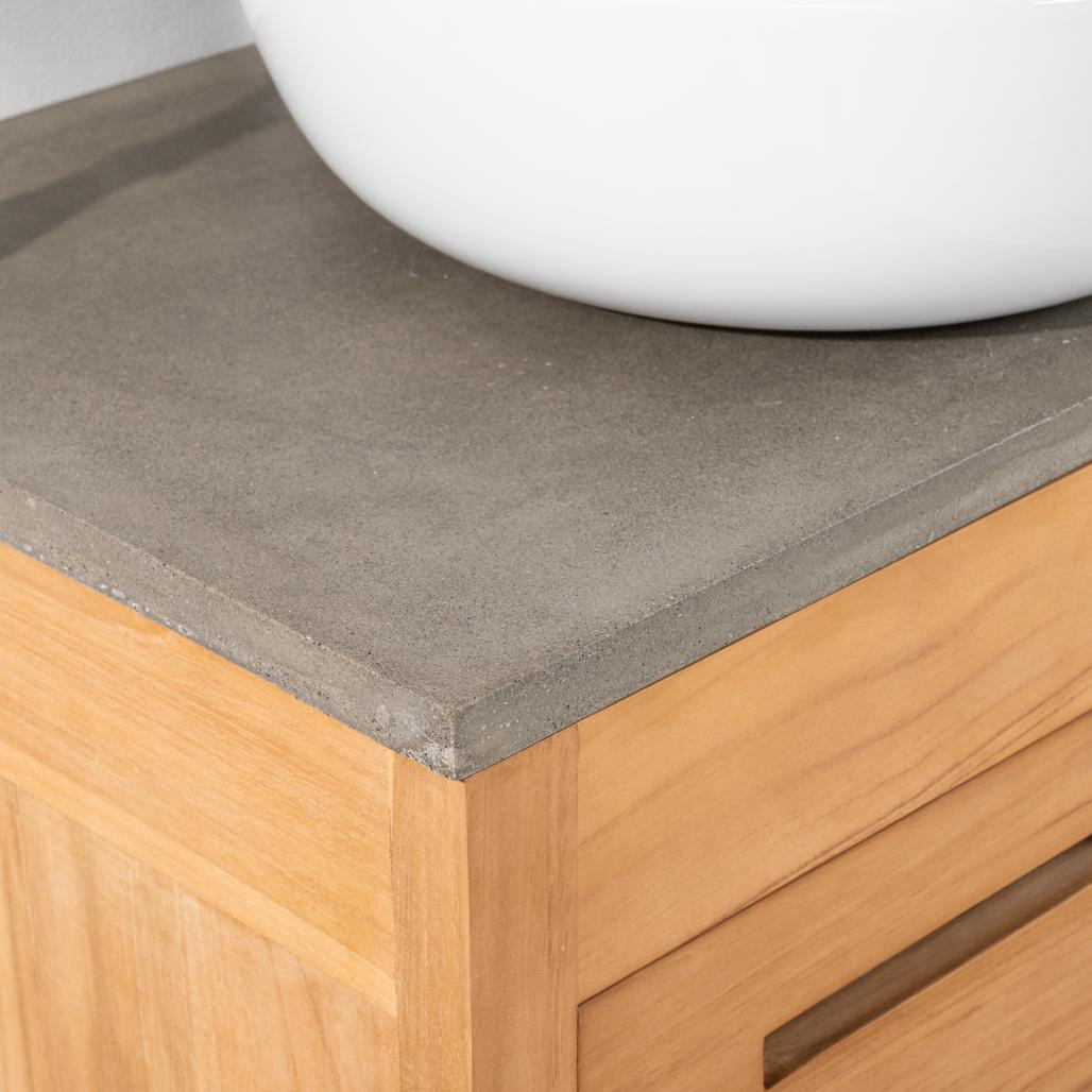 Meuble salle de bain en teck massif et béton Sira 120 cm