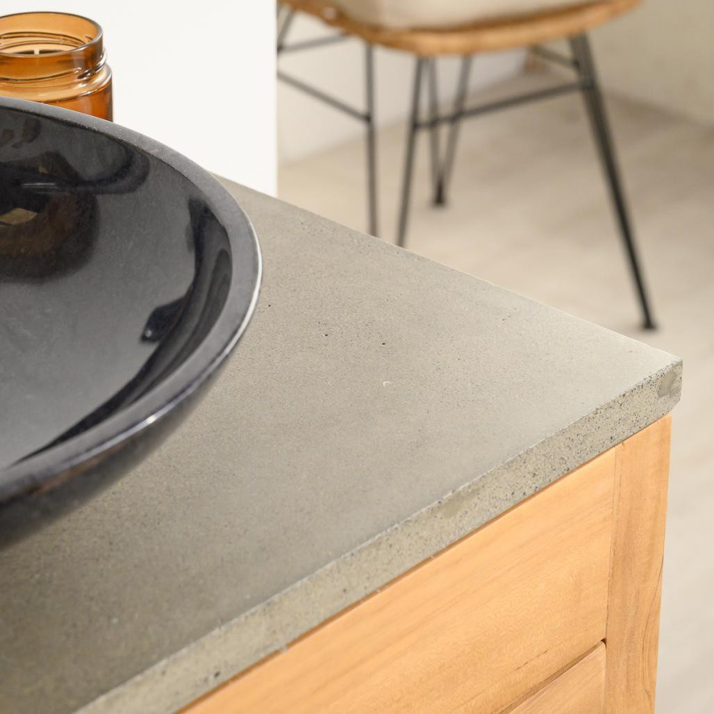 Meuble salle de bain en teck et béton Sira 60 cm