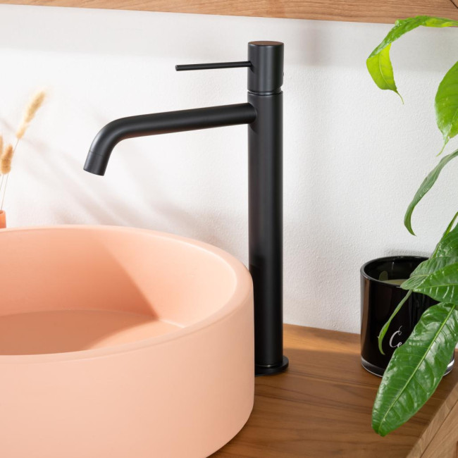 Grifo mezclador lavabo baño Lana negro mate