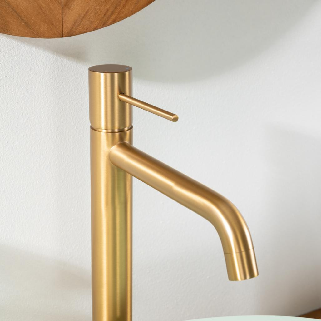 Mezclador para lavabo de baño Lana dorado cepillado