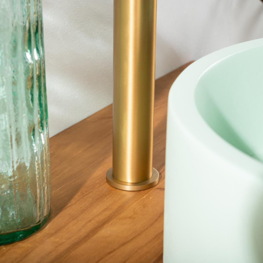 Mezclador para lavabo de baño Lana dorado cepillado