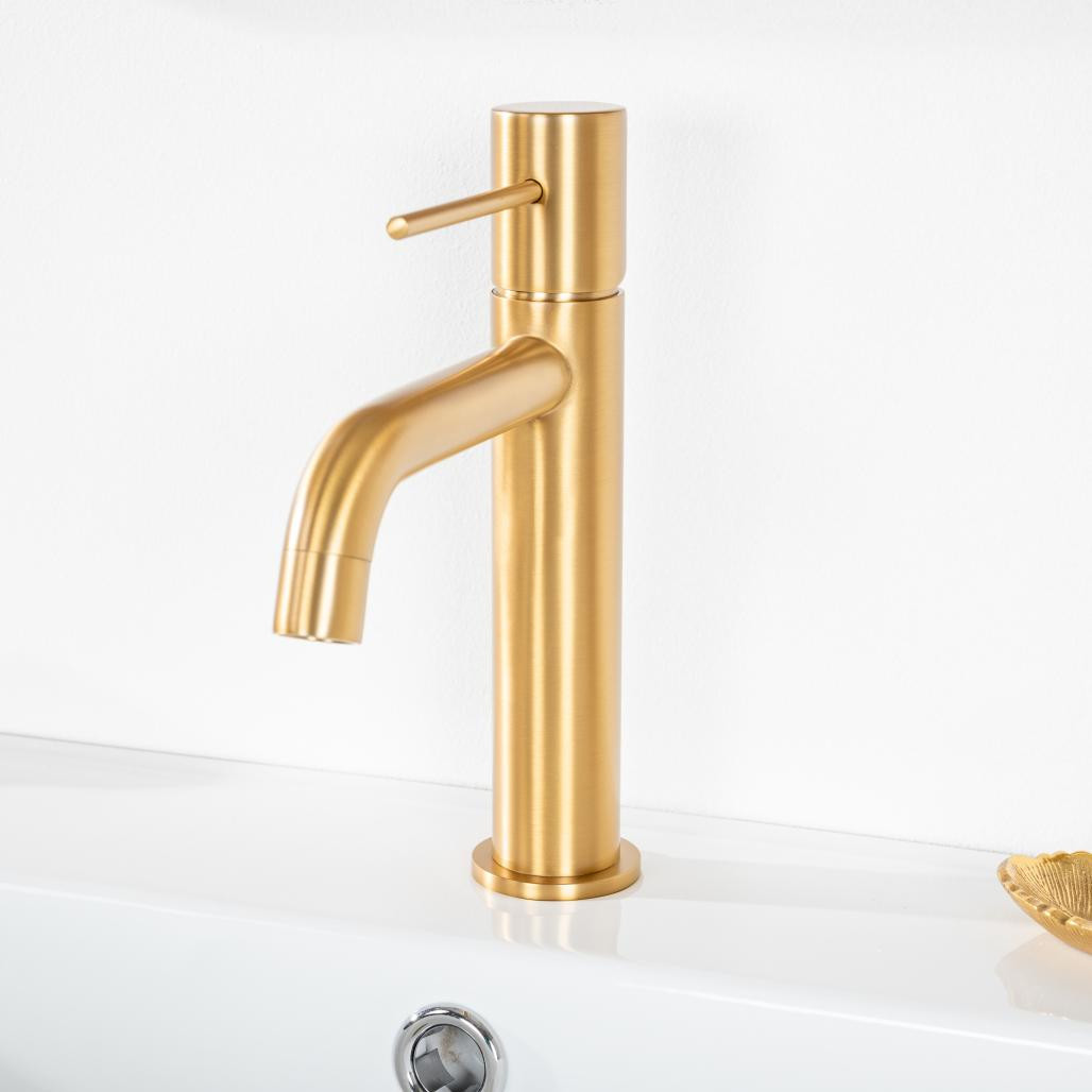 Grifo mezclador de baño Lana oro cepillado