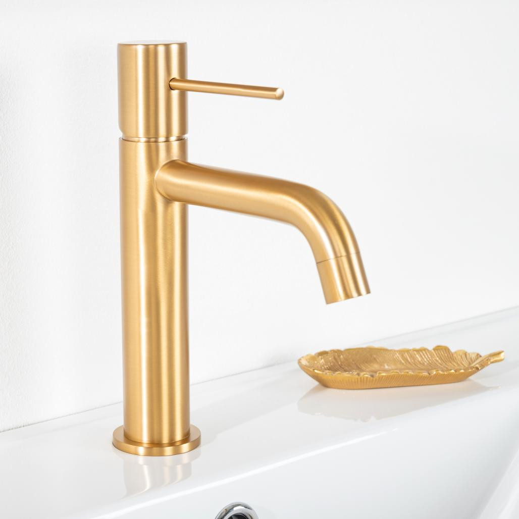 Grifo mezclador de baño Lana oro cepillado