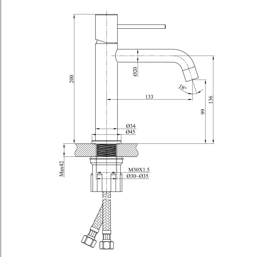 Grifo mezclador de baño Lana oro cepillado