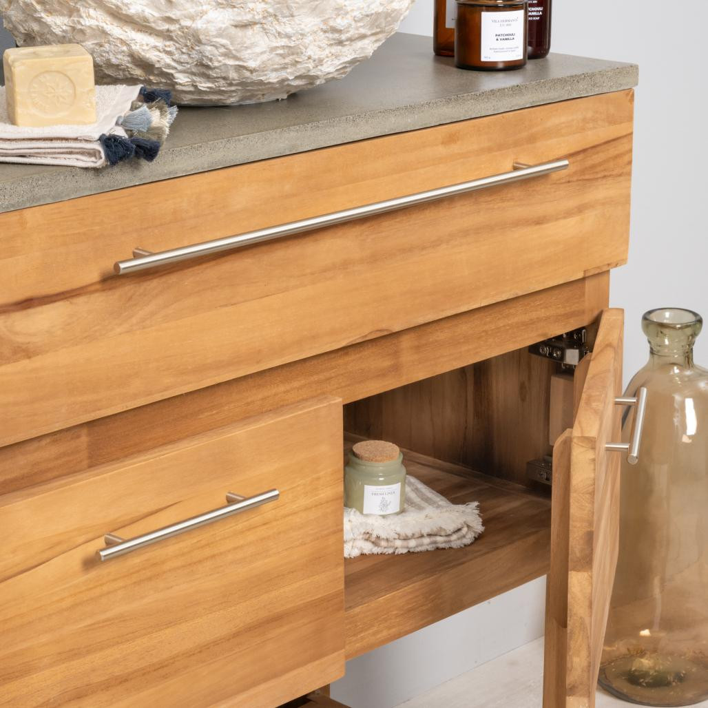 Meuble salle de bain en teck et béton Bagster 80 cm