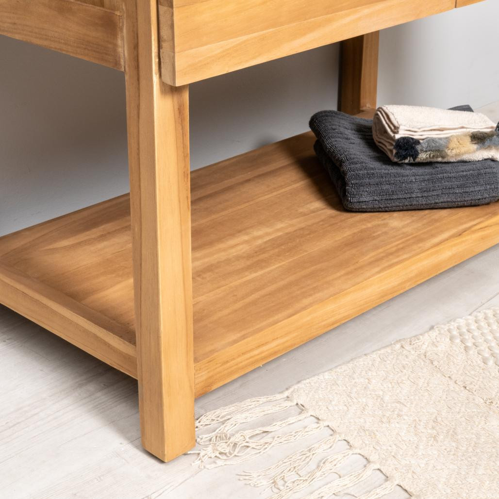 Meuble salle de bain en teck et béton Bagster 80 cm