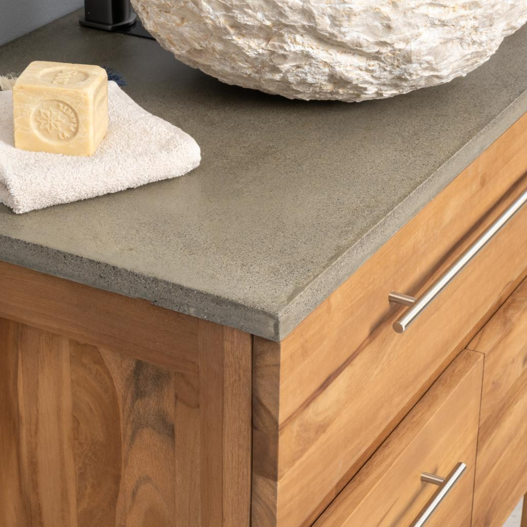 Meuble salle de bain en teck et béton Bagster 80 cm