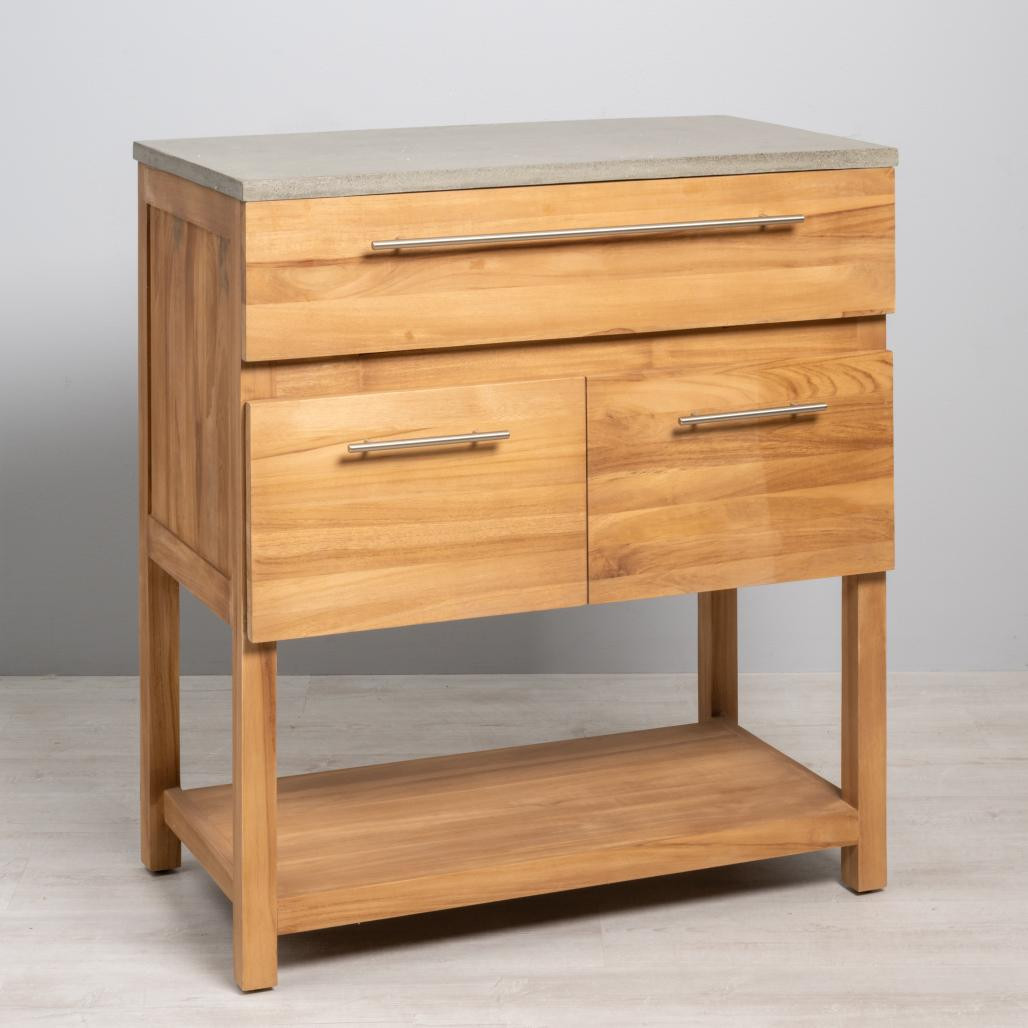 Meuble salle de bain en teck et béton Bagster 80 cm