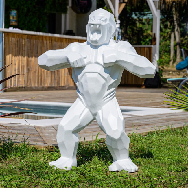 Estatua de gorila blanco de origami de 80 cm