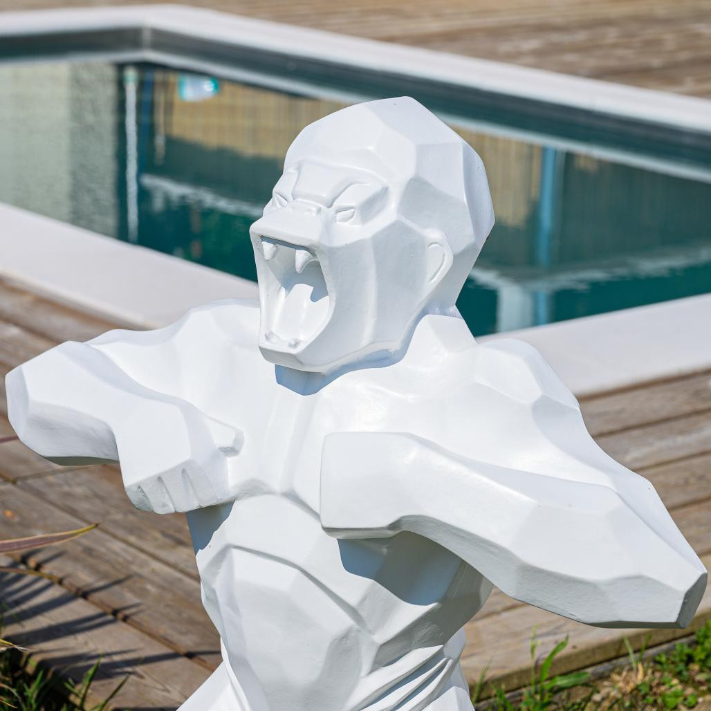 Estatua de gorila blanco de origami de 80 cm Estatua de gorila blanco de origami de 80 cm