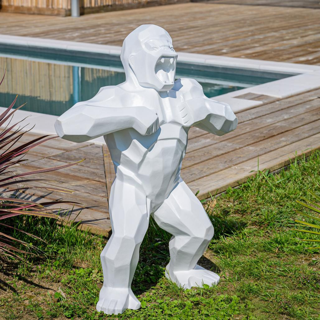 Estatua de gorila blanco de origami de 80 cm Estatua de gorila blanco de origami de 80 cm