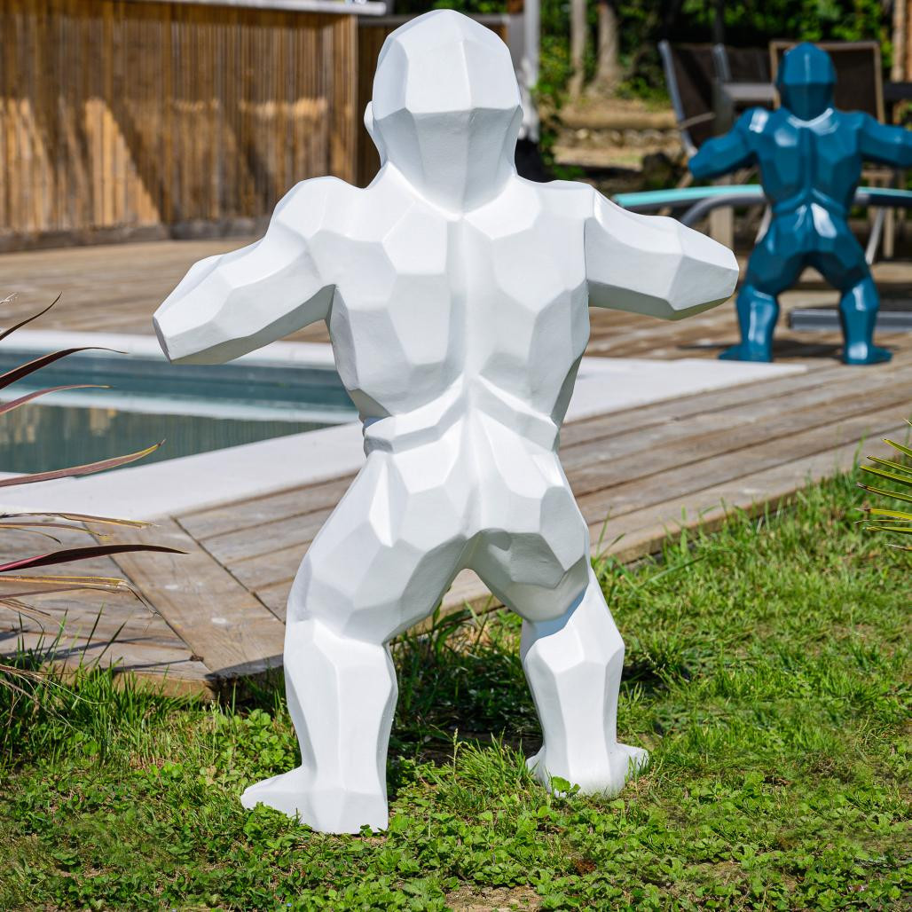 Estatua de gorila blanco de origami de 80 cm Estatua de gorila blanco de origami de 80 cm
