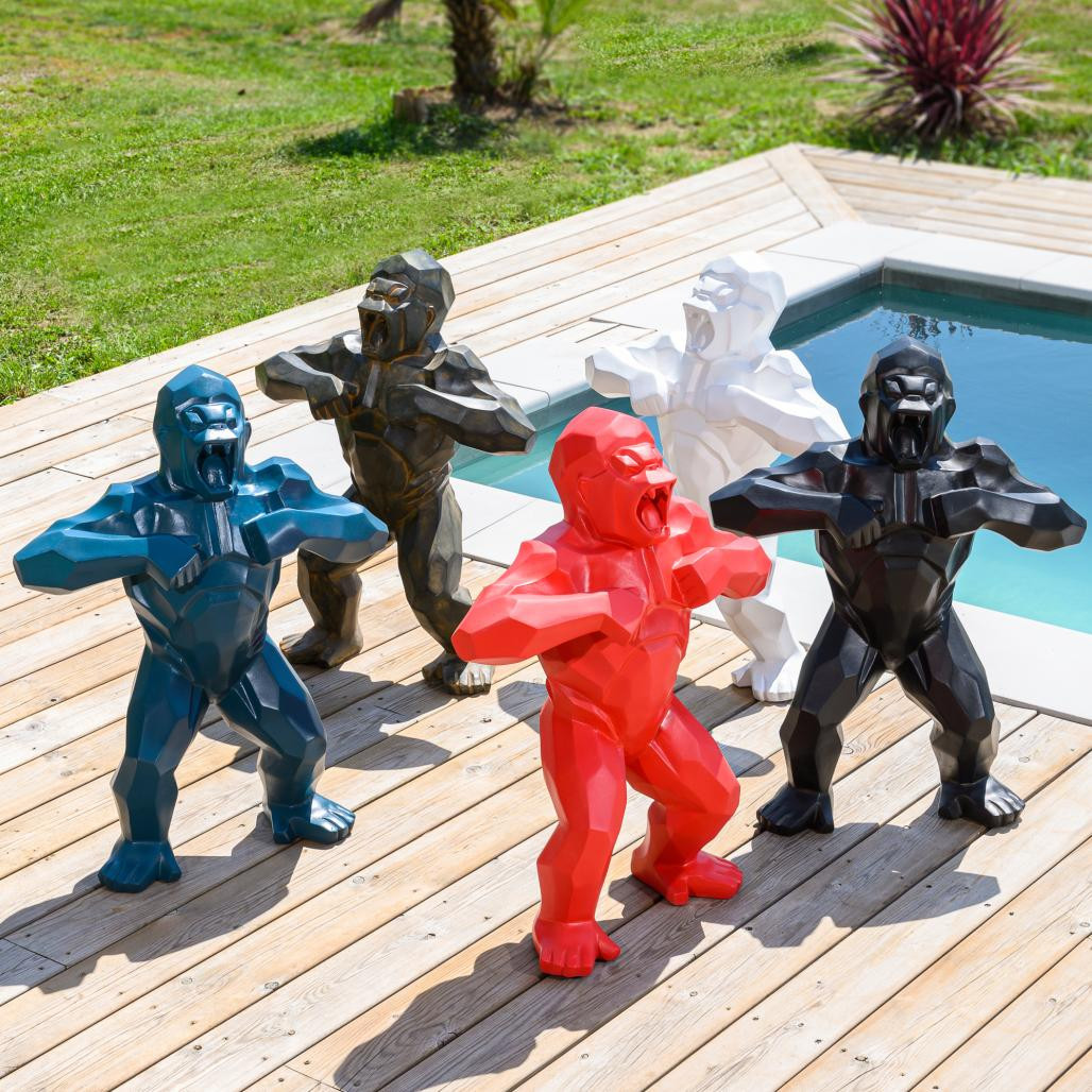 Estatua de gorila blanco de origami de 80 cm Estatua de gorila blanco de origami de 80 cm