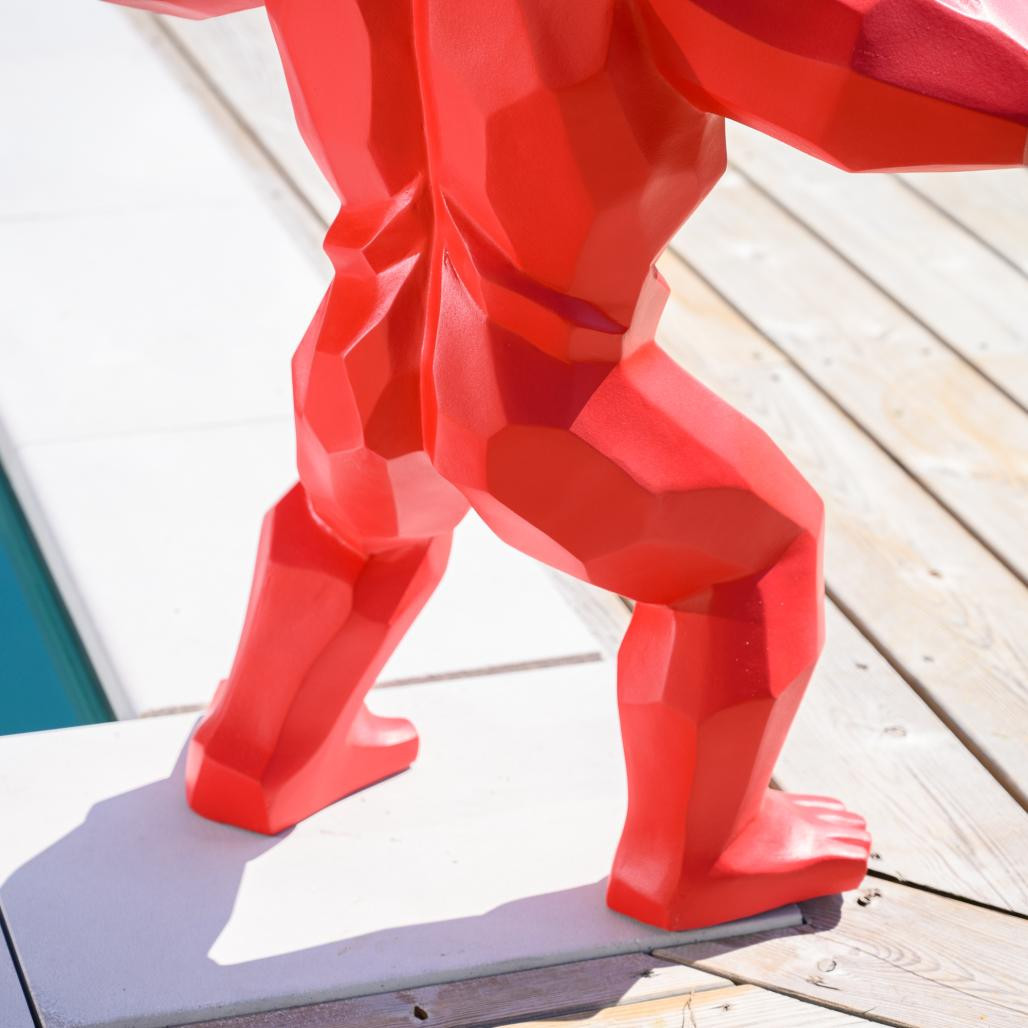 Estatua jardàn de gorila origami rojo de 80 cm Estatua jardàn de gorila origami rojo de 80 cm