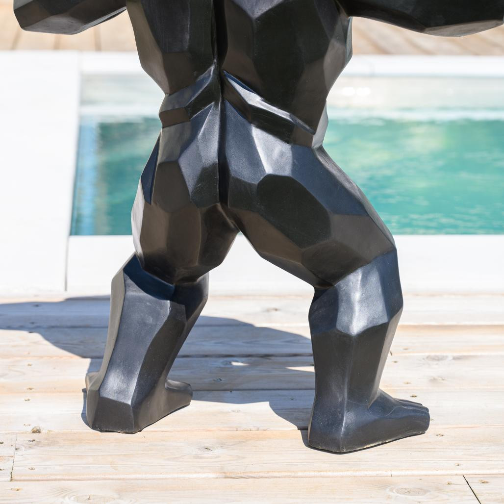 Estatua de gorila de origami negro de 80 cm. Estatua de gorila de origami negro de 80 cm.