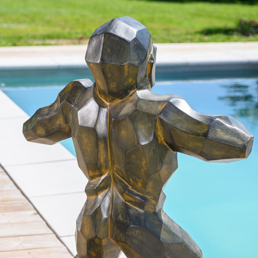 Estatua de gorila mono de origami negro antiguo de 80 cm