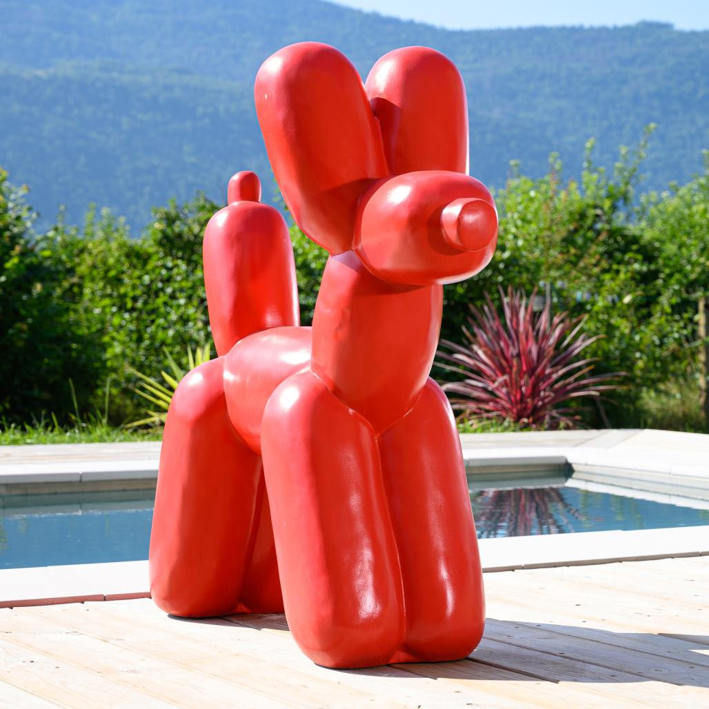 Estatua perro globo rojo 100 cm