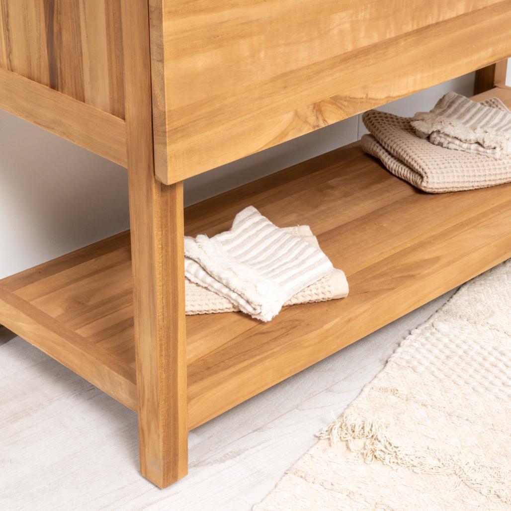 Meuble salle de bain en teck massif et céramique Bagster 120 cm Meuble salle de bain en teck massif et céramique Bagster 120 cm