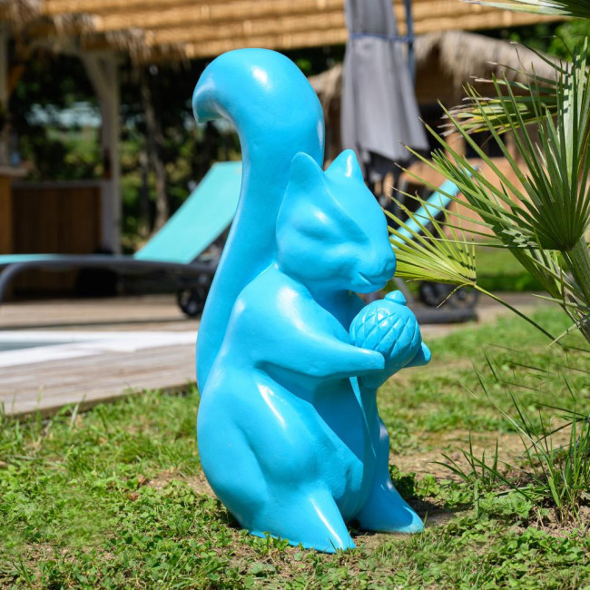Estatua de ardilla para jardàn turquesa de 64 cm