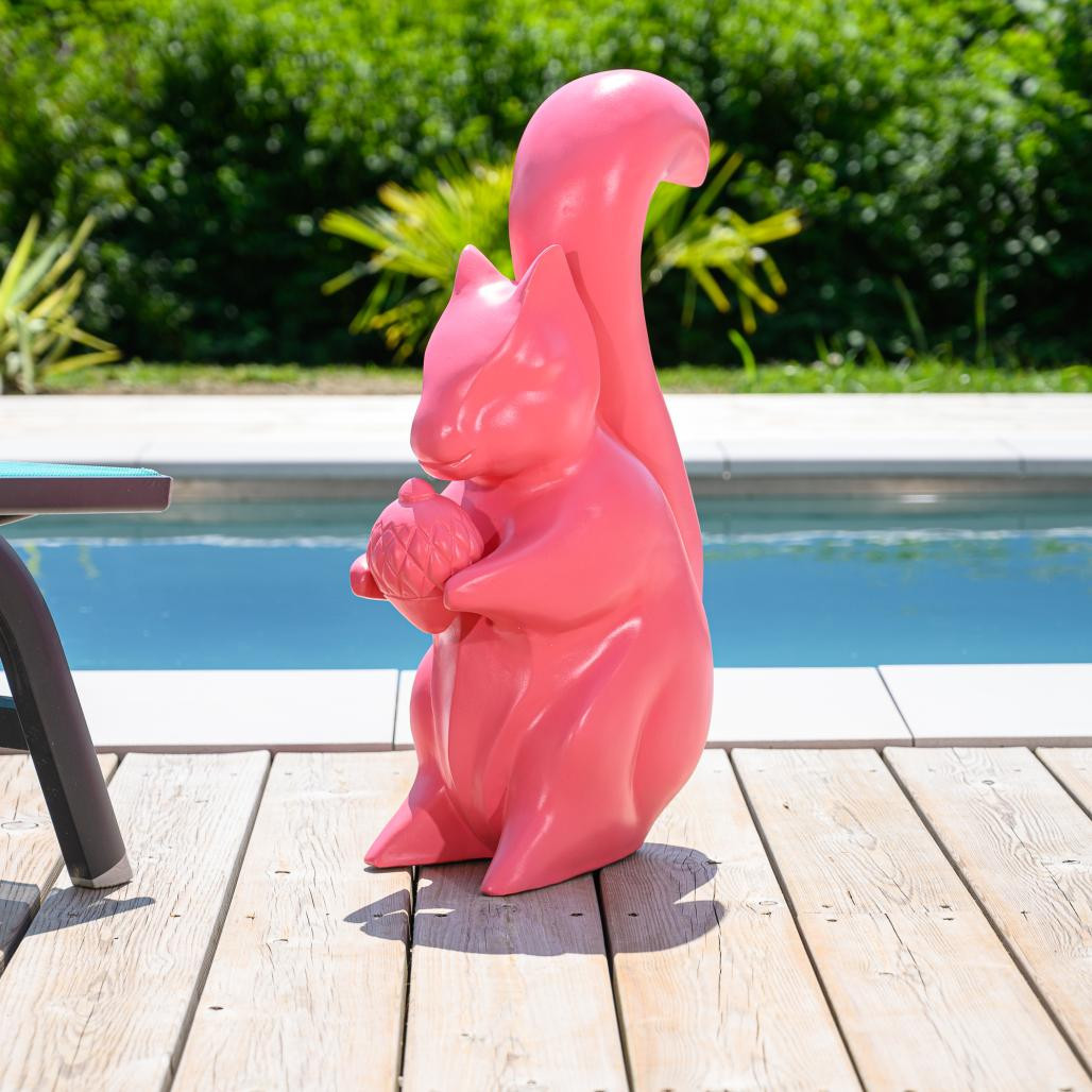 Estatua de ardilla para jardàn rosa de 64 cm Estatua de ardilla para jardàn rosa de 64 cm