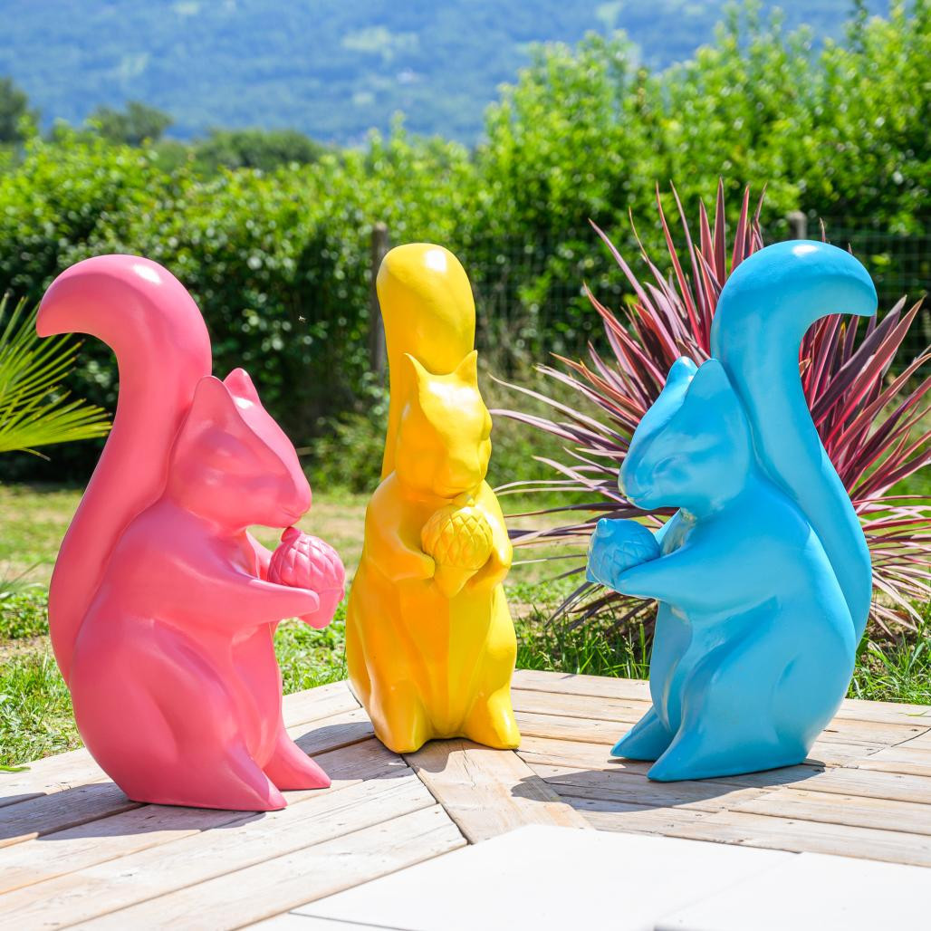 Estatua de ardilla para jardàn rosa de 64 cm Estatua de ardilla para jardàn rosa de 64 cm