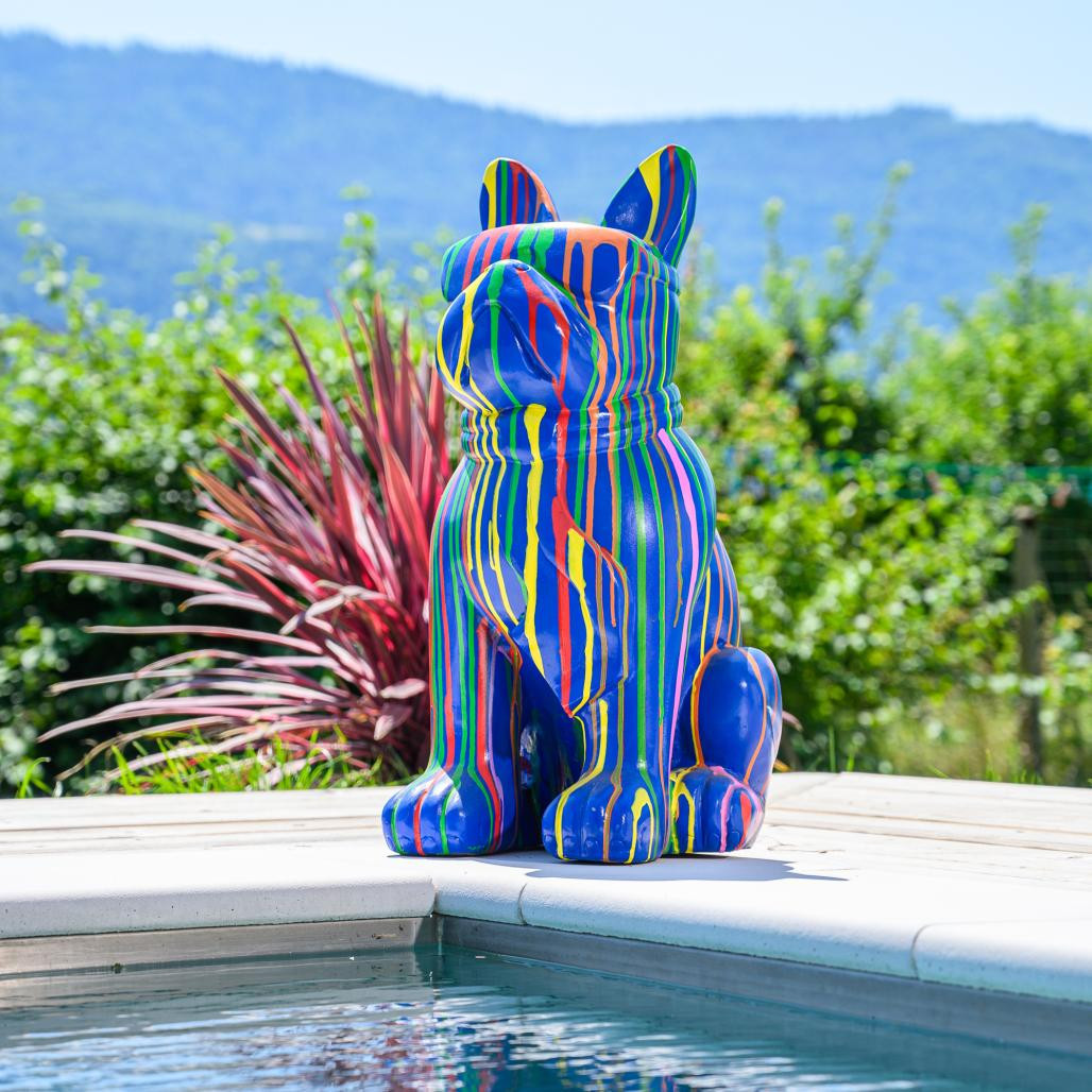 Estatua de bulldog con gafas trash 60 cm