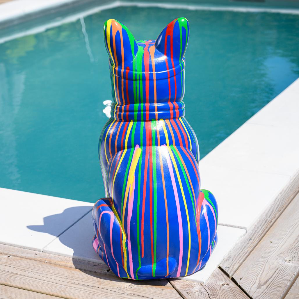 Estatua de bulldog con gafas trash 60 cm