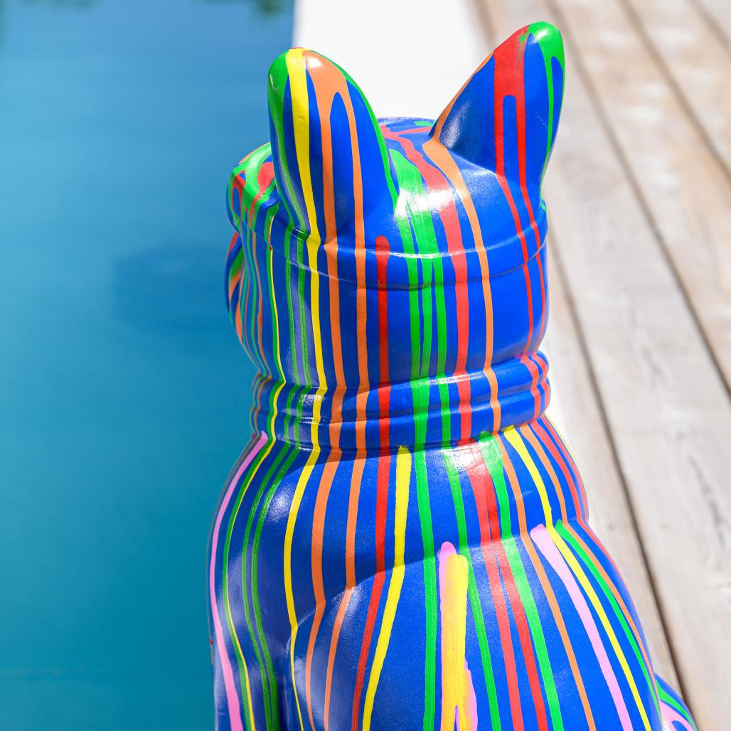 Estatua de bulldog con gafas trash 60 cm