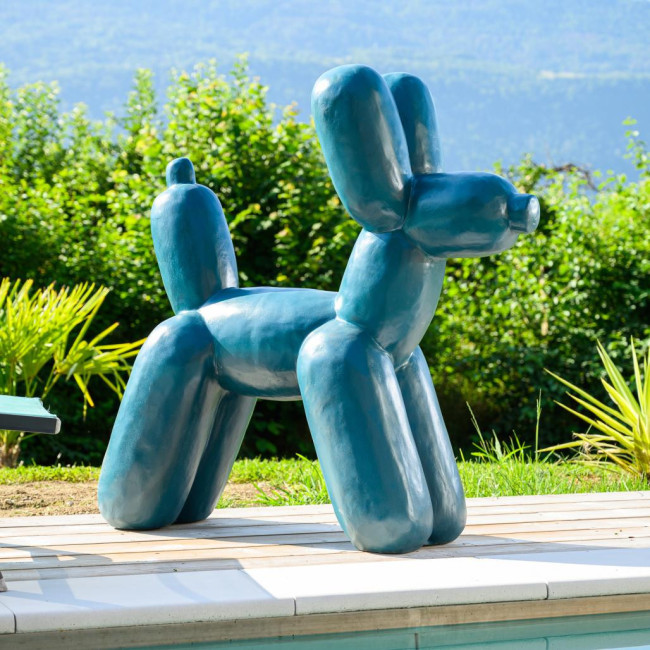 Estatua perro globo azul 100 cm
