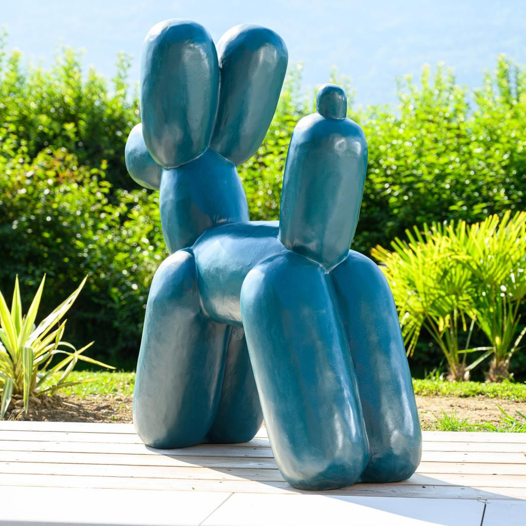 Estatua perro globo azul 100 cm