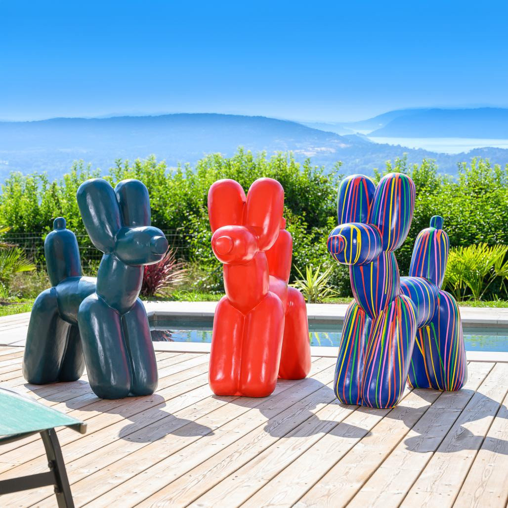 Estatua perro globo azul 100 cm