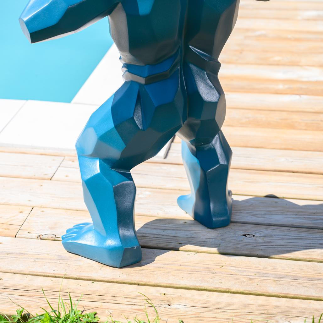 Estatua de gorila mono de origami azul de 80 cm