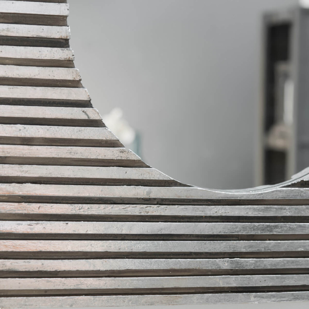 Espejo art déco cuadrado de madera con pátina plateada 80 x 80 cm Espejo art déco cuadrado de madera con pátina plateada 80 x 80 cm