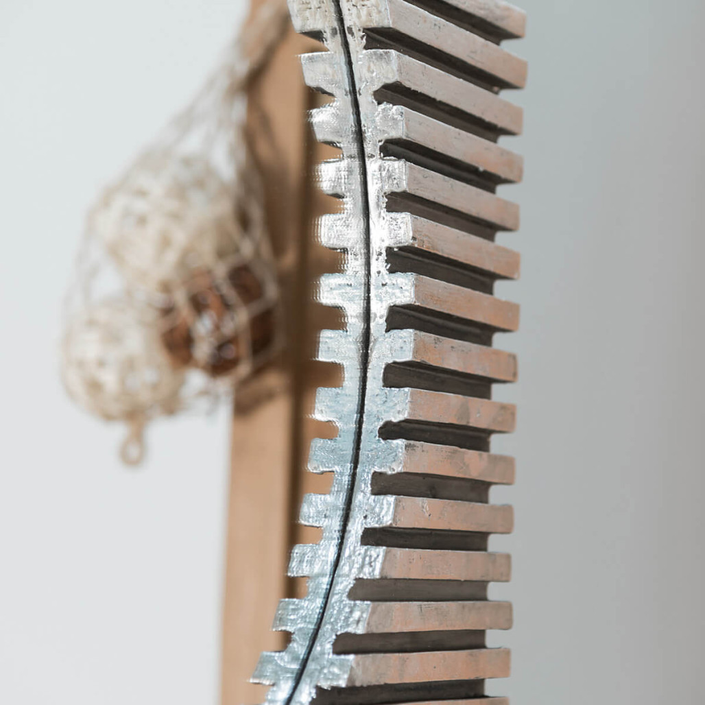 Espejo art déco cuadrado de madera con pátina plateada 80 x 80 cm Espejo art déco cuadrado de madera con pátina plateada 80 x 80 cm