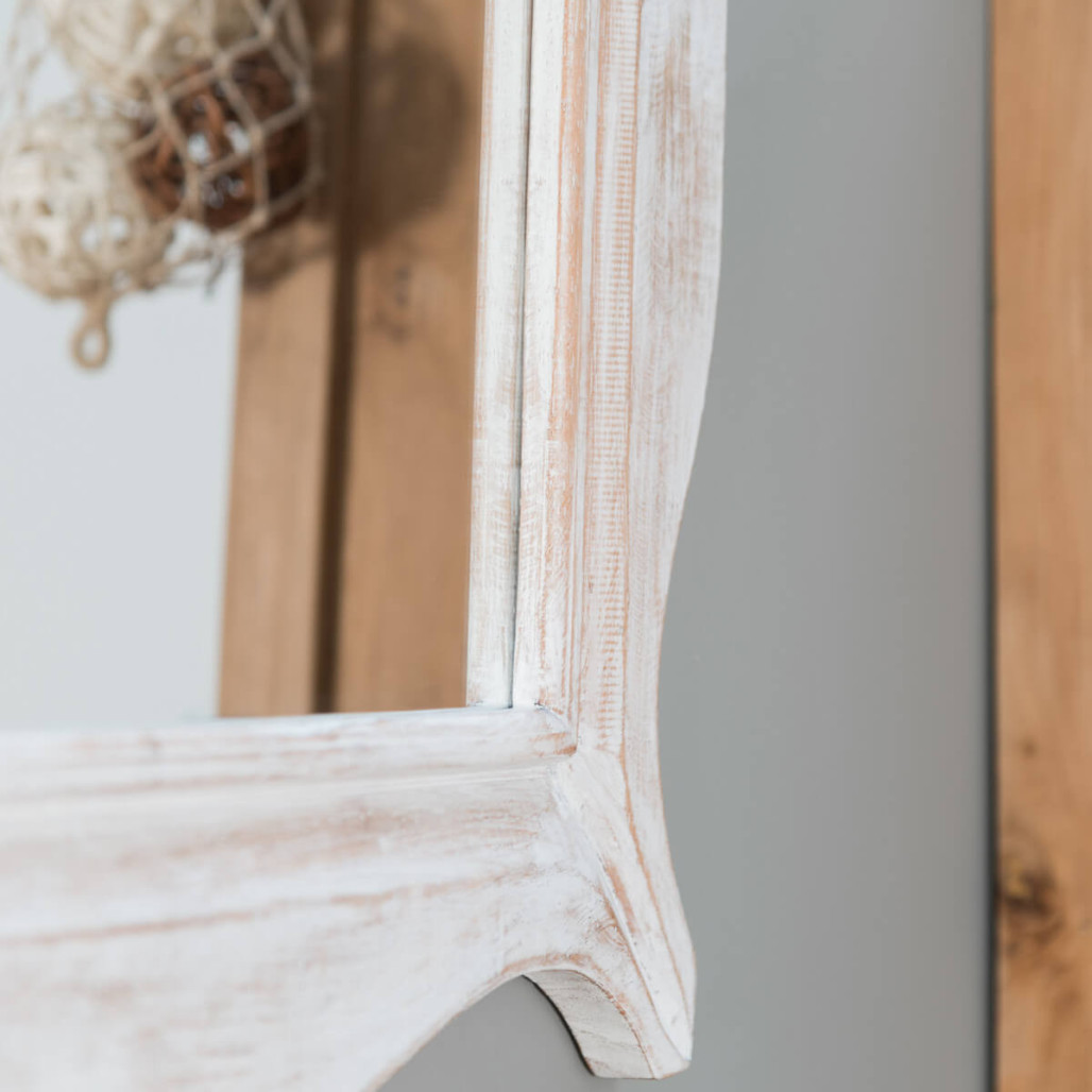 Espejo Moderno de madera con pátina lacado blanco 70 x 100 cm